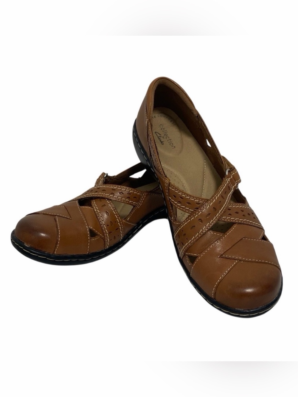 Clarks Ashland Spin Q Brown Leather Flats - Brand New - Size 8